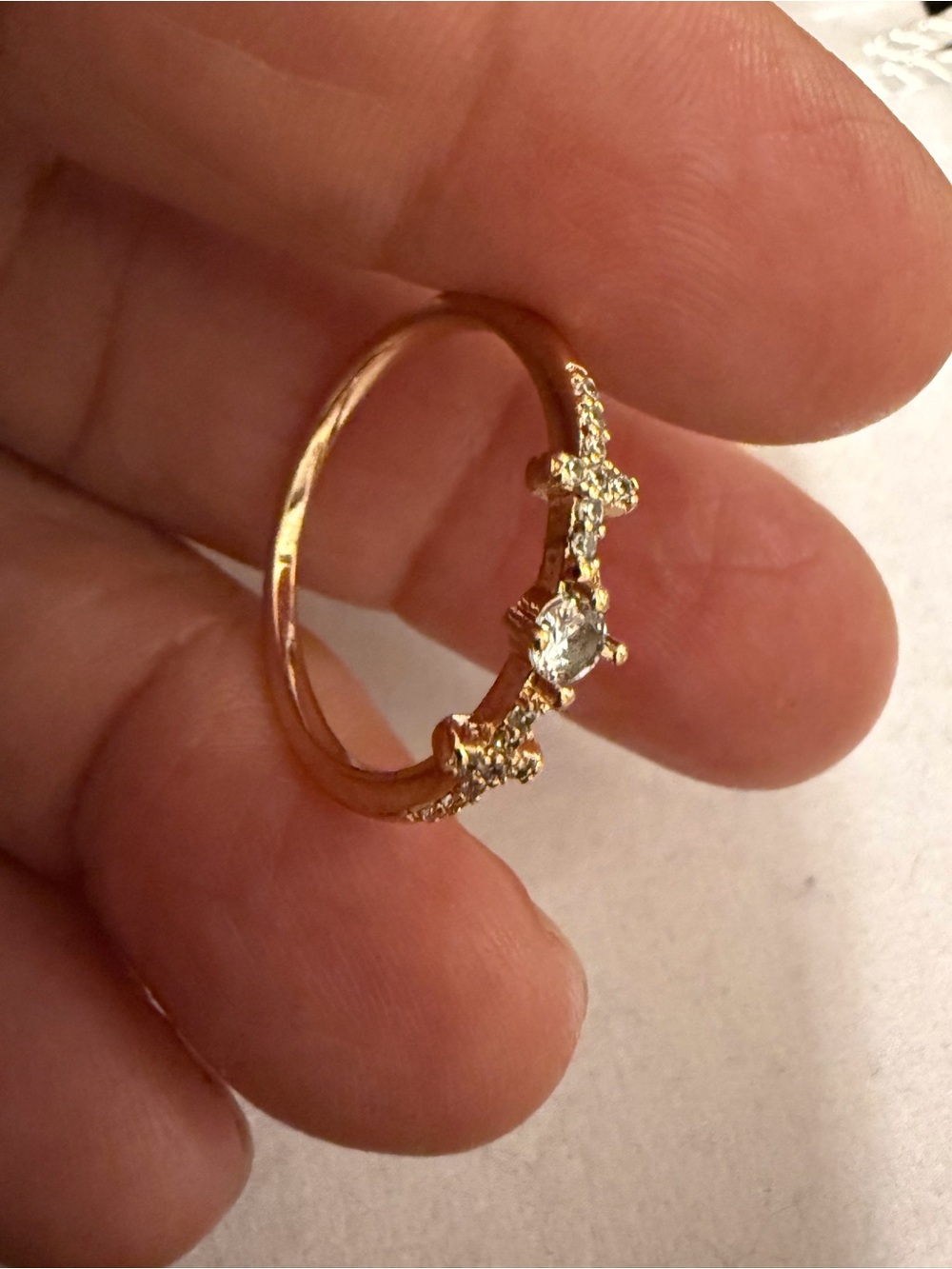 Gold Cubic Zirconia Crown Ring - Women Jewelry